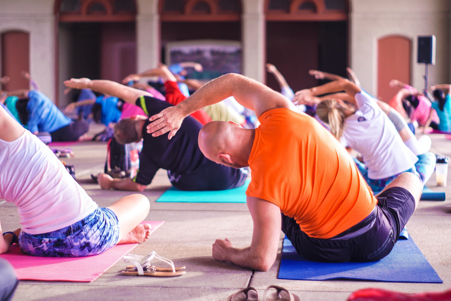 People doing yoga poses